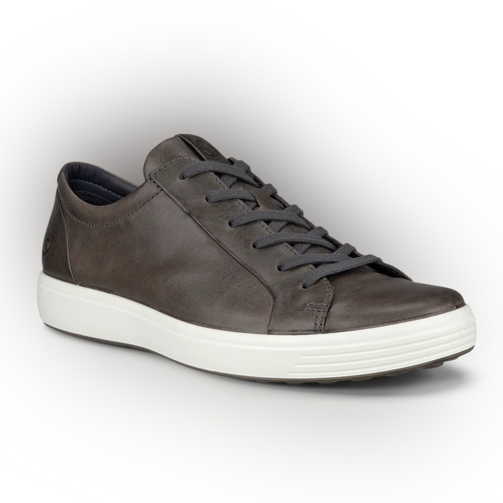 Ecco Men's Leather Sneakers - Dark Gray and White | EU 43 | USA 9-9.5